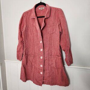 FLAX Red Linen Button Front Blazer Jacket